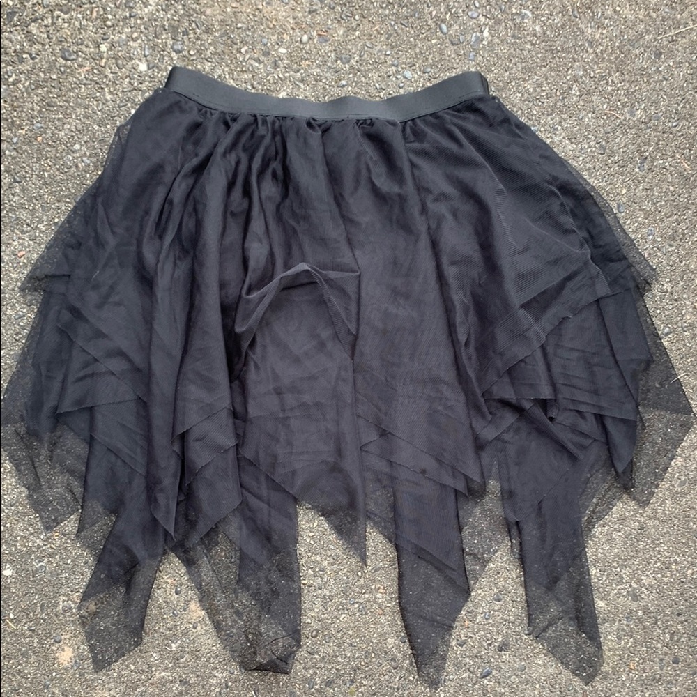 Black Asymmetrical Skater Mini Skirt